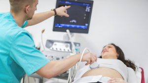 Lady having a tummy scan