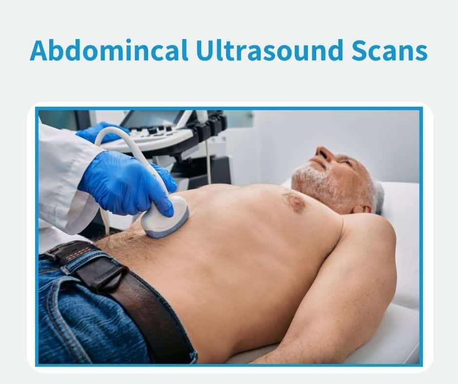 Abdominal Ultrasound Scans - what are they? Man receiving abdominal ultrasound
